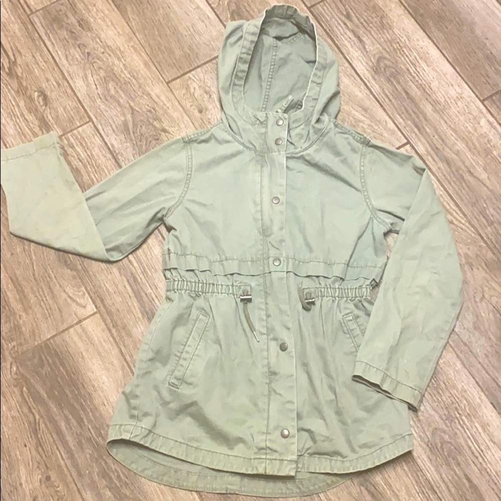 OldNavy Green fitted jacket with hood -Girls 10-12